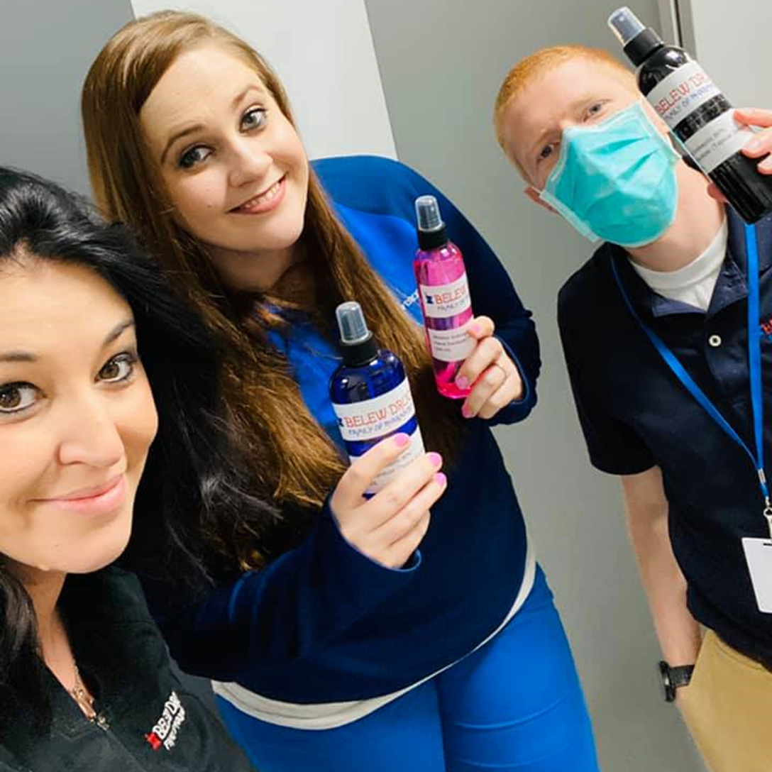 Belew Drugs giving away hand sanitizer to contest winners