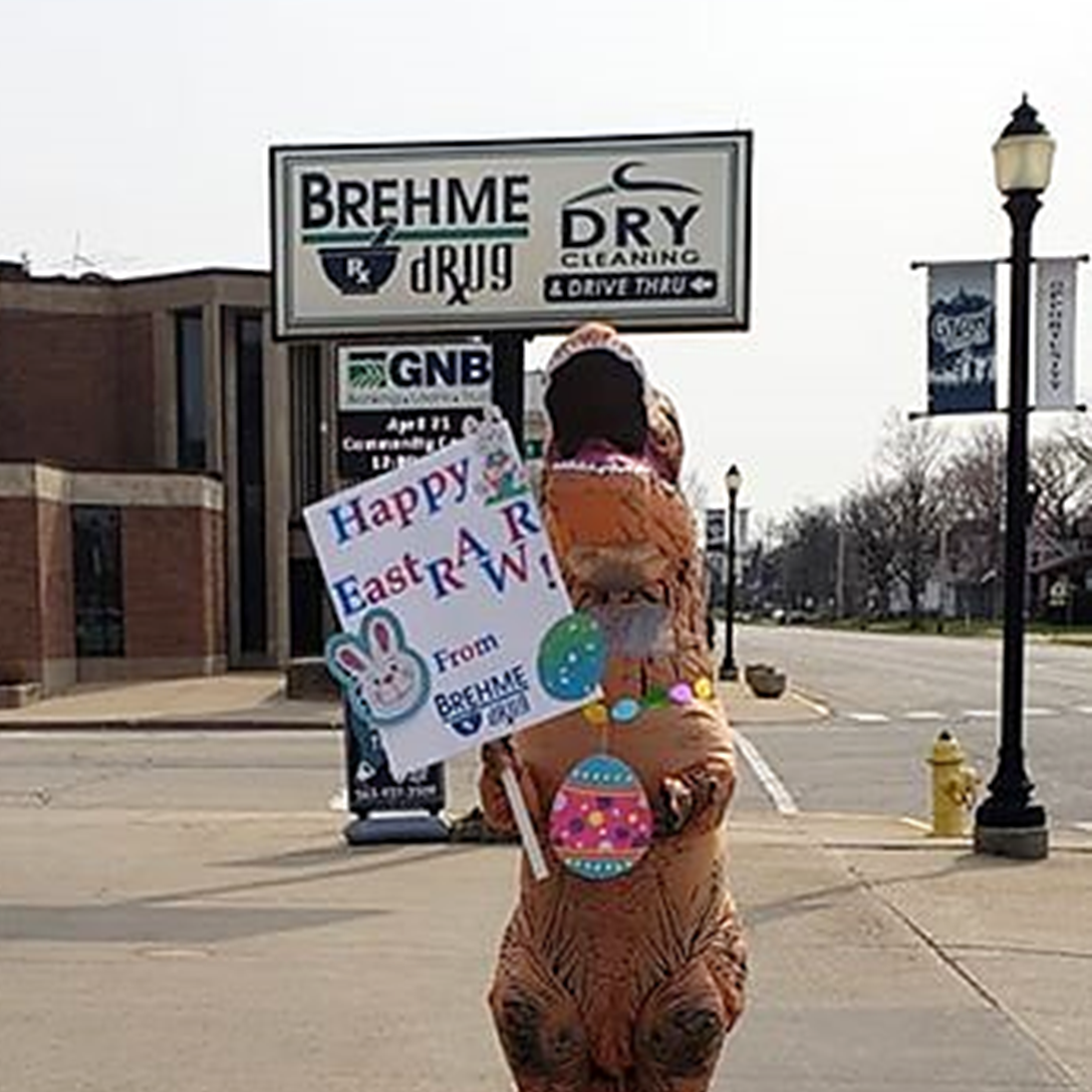 Brehme Drug wishing customers a happy Easter in their own fun way
