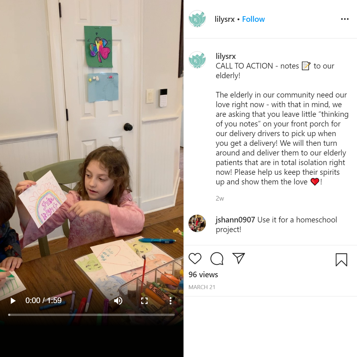 The children of Lily's Pharmacy hand make cards for their elderly patients 