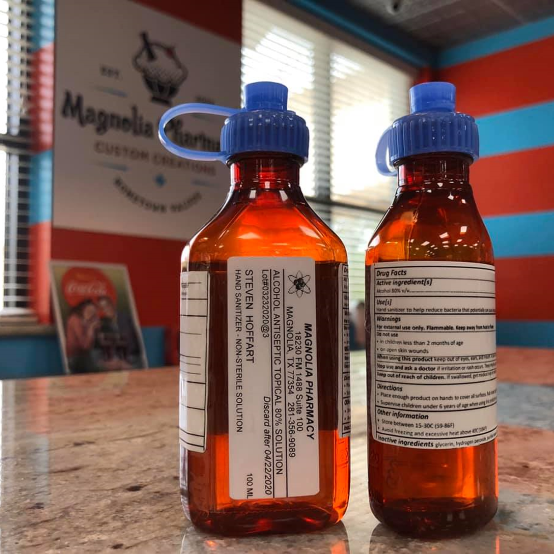 Hand sanitizer compounded in house at Magnolia Pharmacy