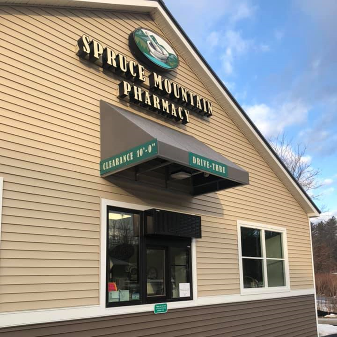 The drive-thru window at Spruce Mountain Pharmacy