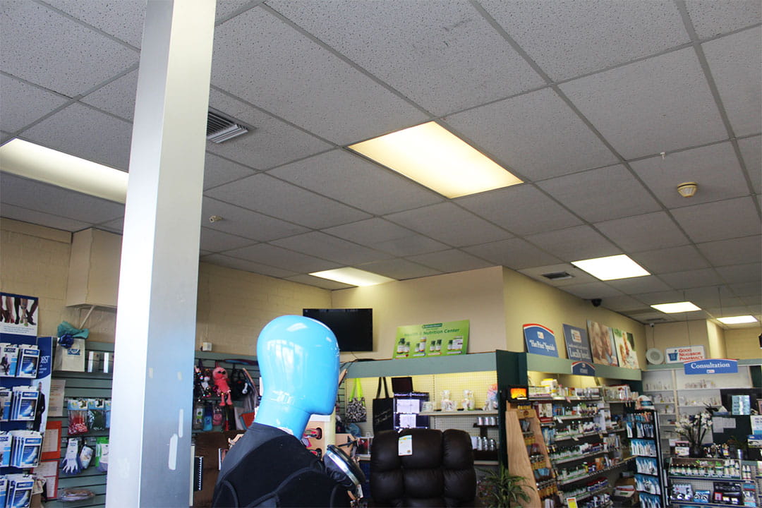 The inside of a pharmacy before transformation
