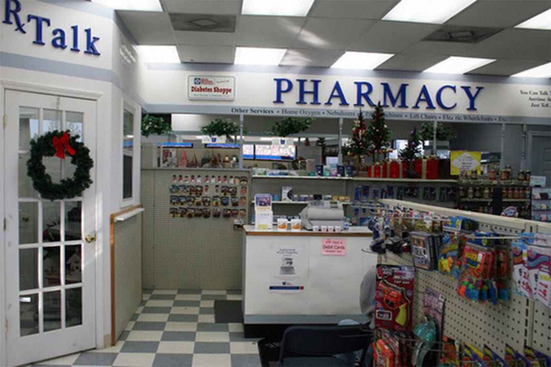 The inside of a pharmacy before transformation